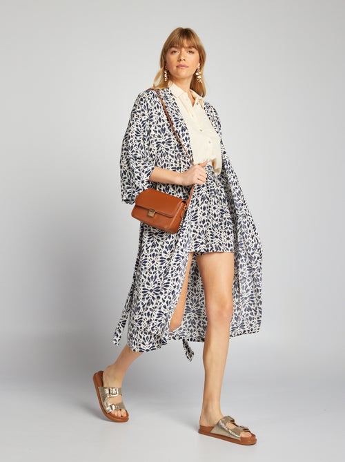 Kimono imprimé à ceinture - Kiabi
