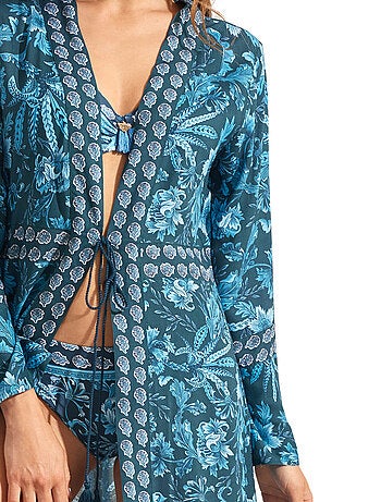 Kimono long de plage acanthus