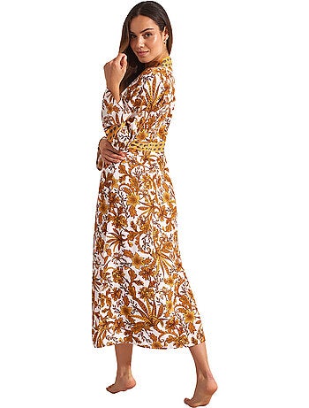 Kimono long de plage acanthus