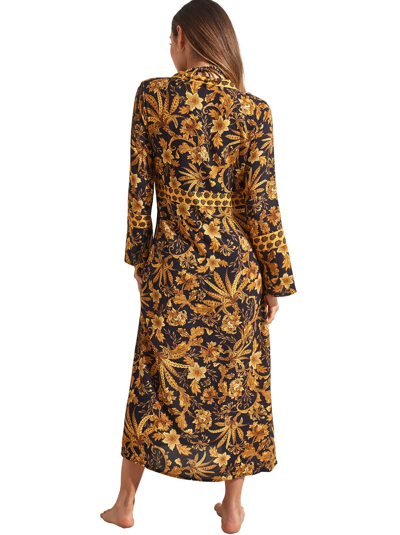 Kimono long de plage acanthus Noir - Kiabi