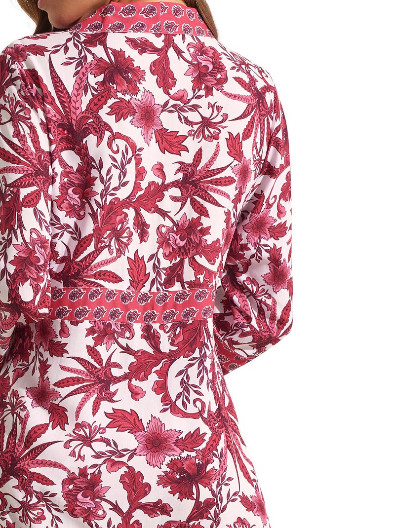 Kimono long de plage acanthus Rose - Kiabi