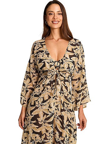 Kimono long de plage salvia