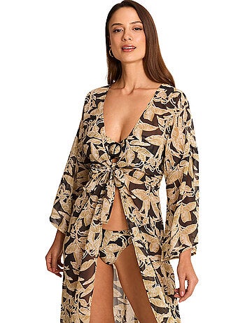 Kimono long de plage salvia
