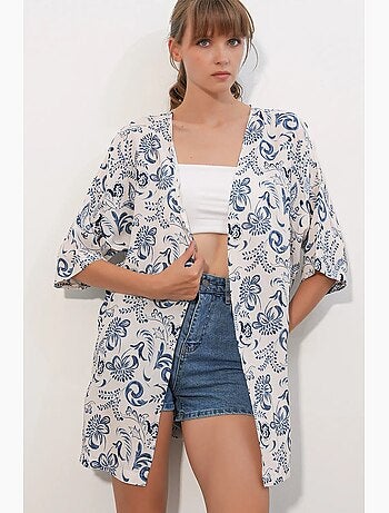Kimono long imprimé en viscose bdart