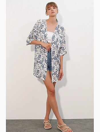 Kimono long imprimé en viscose bdart