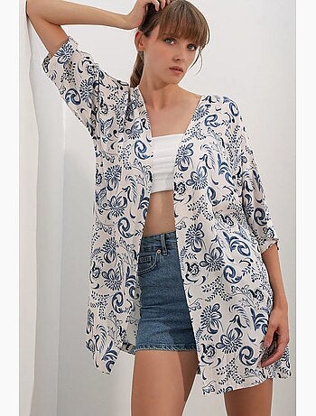Kimono long imprimé en viscose bdart