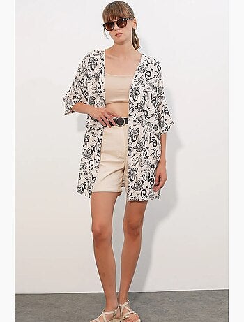 Kimono long imprimé en viscose bdart