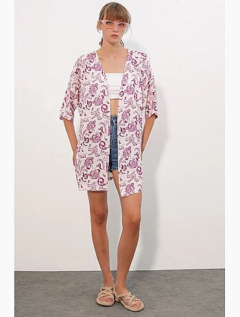 Kimono long imprimé en viscose bdart