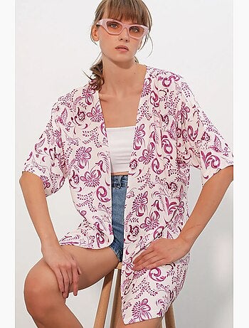 Kimono long imprimé en viscose bdart