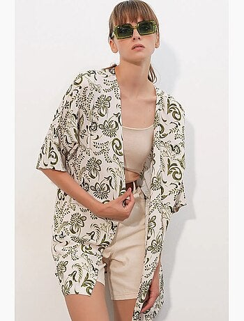 Kimono long imprimé en viscose bdart