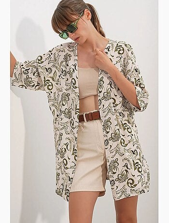 Kimono long imprimé en viscose bdart