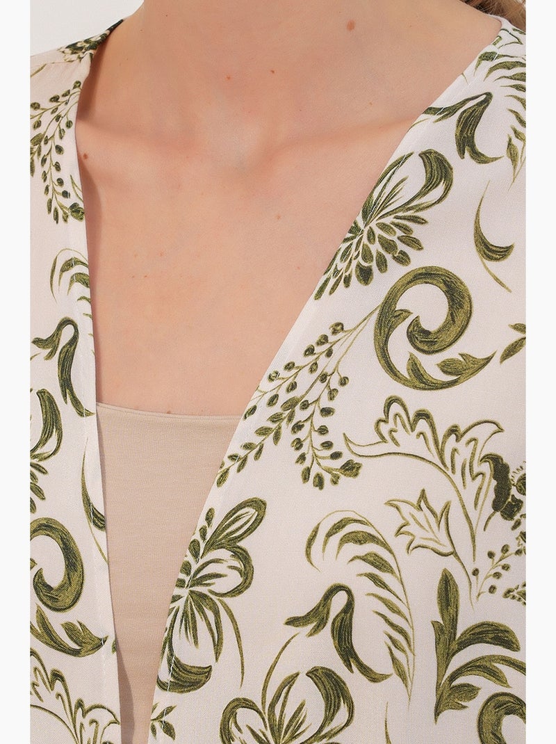 Kimono long imprimé en viscose bdart Blanc Vert - Kiabi