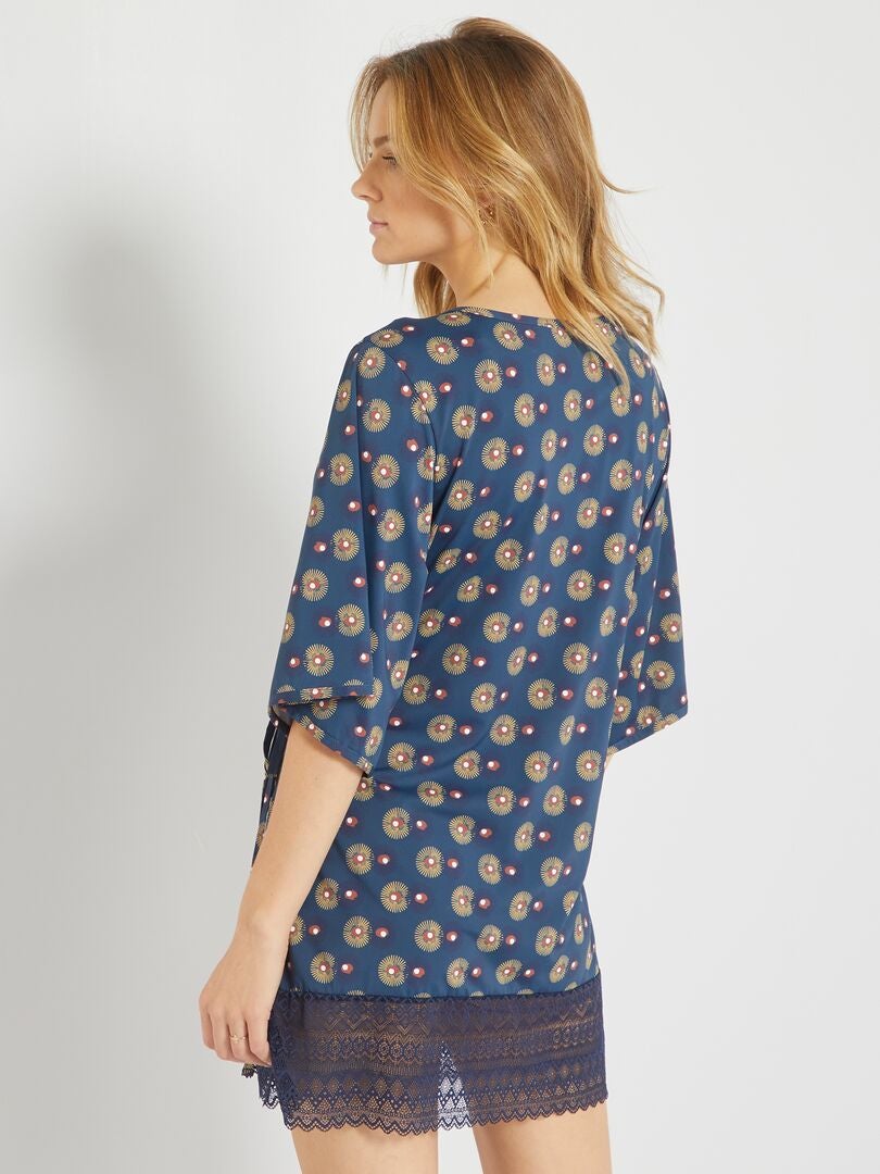 Ensemble Chemise Et String Victoria's Secret Vintage Neuf Taille XS Imprimé Bleu