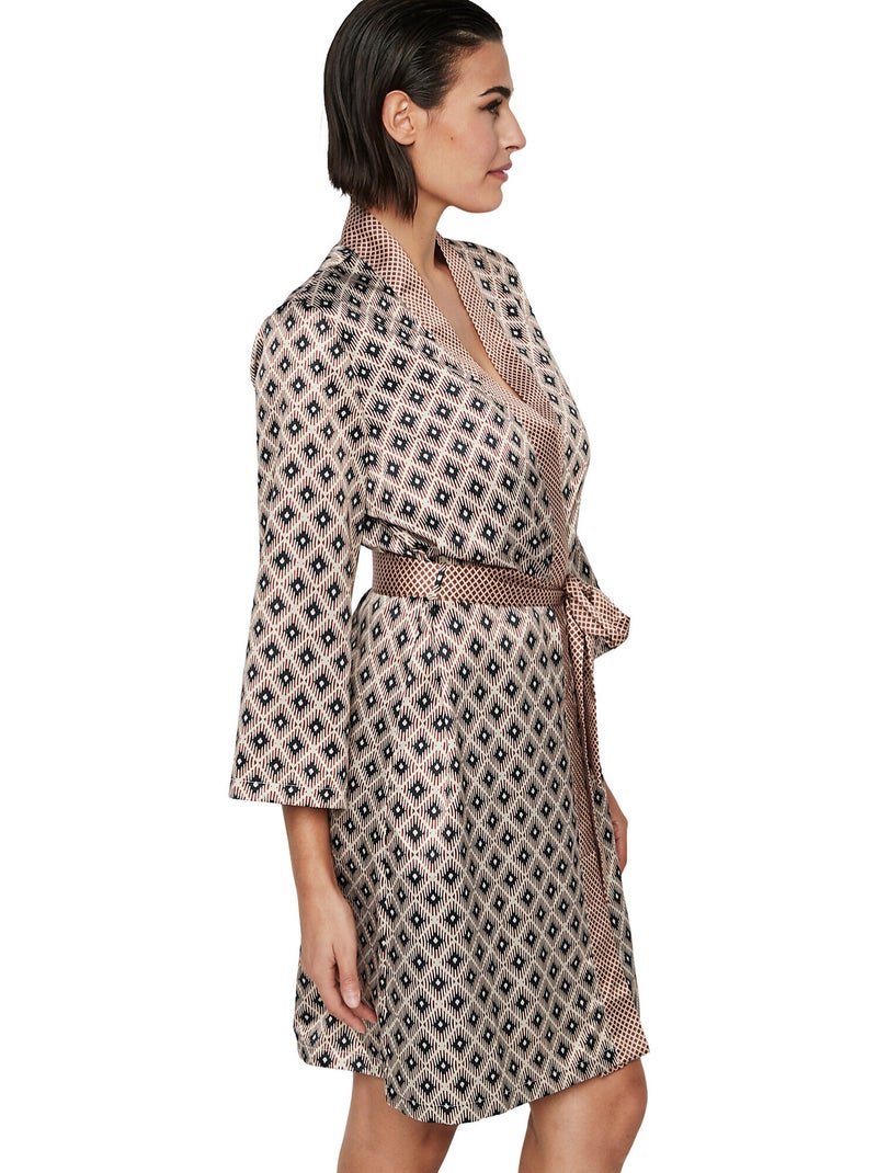Kimono negligé p116 satin sublime Bruin - Kiabi