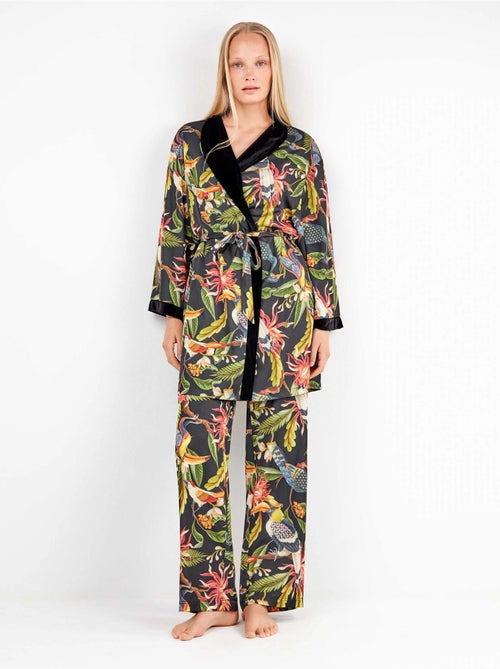 Kimono reversible en tejido de satén y terciopelo - Kiabi