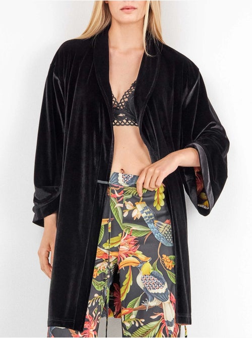 Kimono reversible en tejido de satén y terciopelo - Kiabi