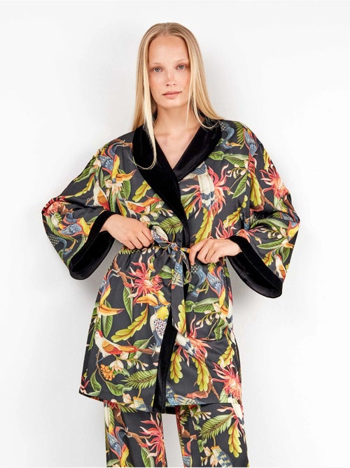 Kimono reversible en tejido de satén y terciopelo - Kiabi