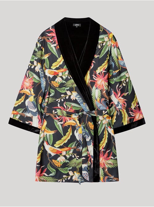 Kimono reversible en tejido de satén y terciopelo - Kiabi