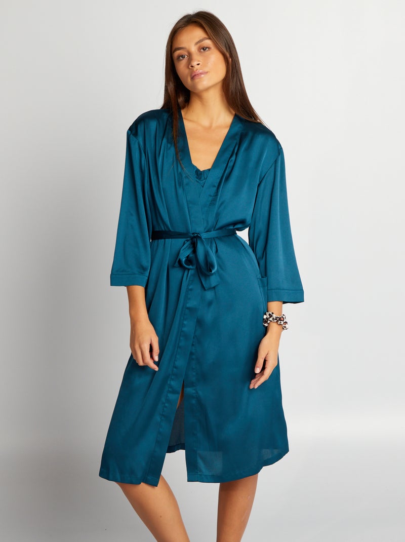 Kimono satiné Bleu - Kiabi
