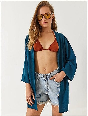 Kimono van viscose-linnenmix lucci