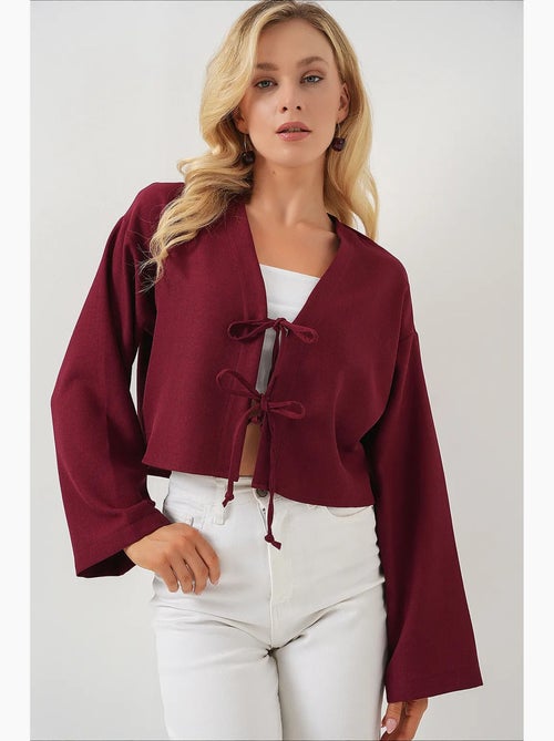 Kimono-vest met v-hals viscosemix bdart - Kiabi