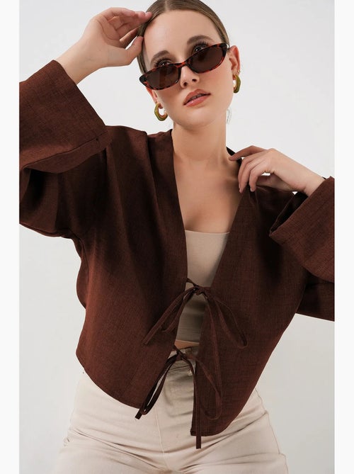Kimono-vest met v-hals viscosemix bdart - Kiabi