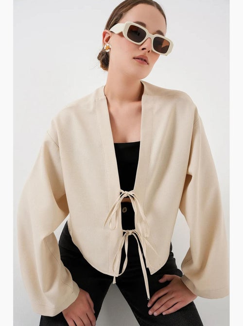 Kimono-vest met v-hals viscosemix bdart - Kiabi