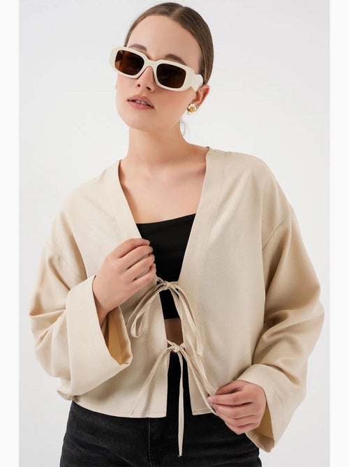 Kimono-vest met v-hals viscosemix bdart - Kiabi