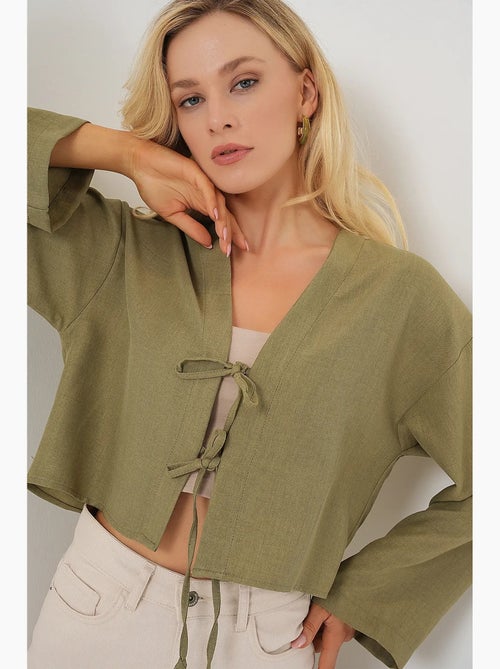 Kimono-vest met v-hals viscosemix bdart - Kiabi