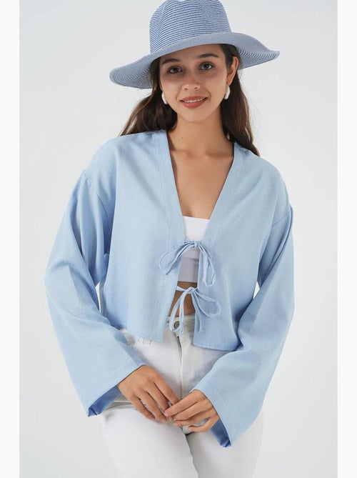 Kimono-vest met v-hals viscosemix bdart - Kiabi Kimono-vest met v-hals viscosemix bdart - Kiabi