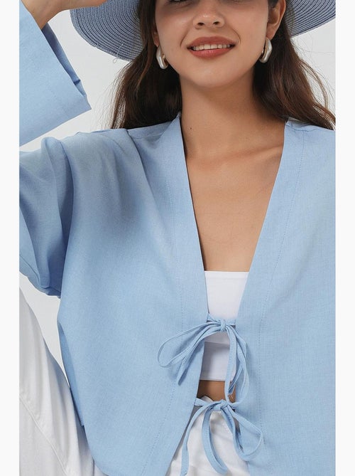 Kimono-vest met v-hals viscosemix bdart - Kiabi Kimono-vest met v-hals viscosemix bdart - Kiabi