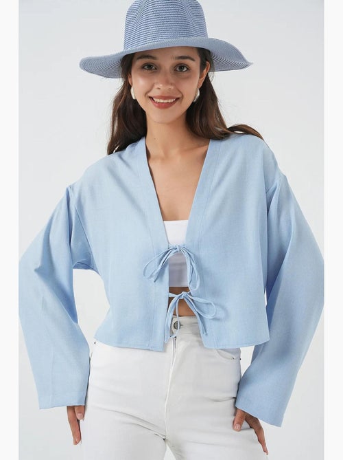 Kimono-vest met v-hals viscosemix bdart - Kiabi Kimono-vest met v-hals viscosemix bdart - Kiabi