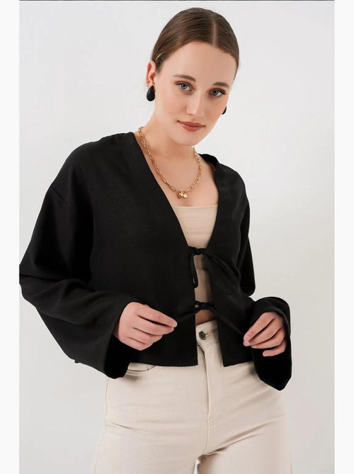 Kimono-vest met v-hals viscosemix bdart - Kiabi