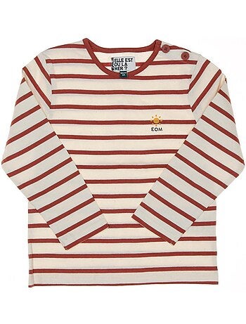 Kinder t-shirt marinière roze/beige eom loris