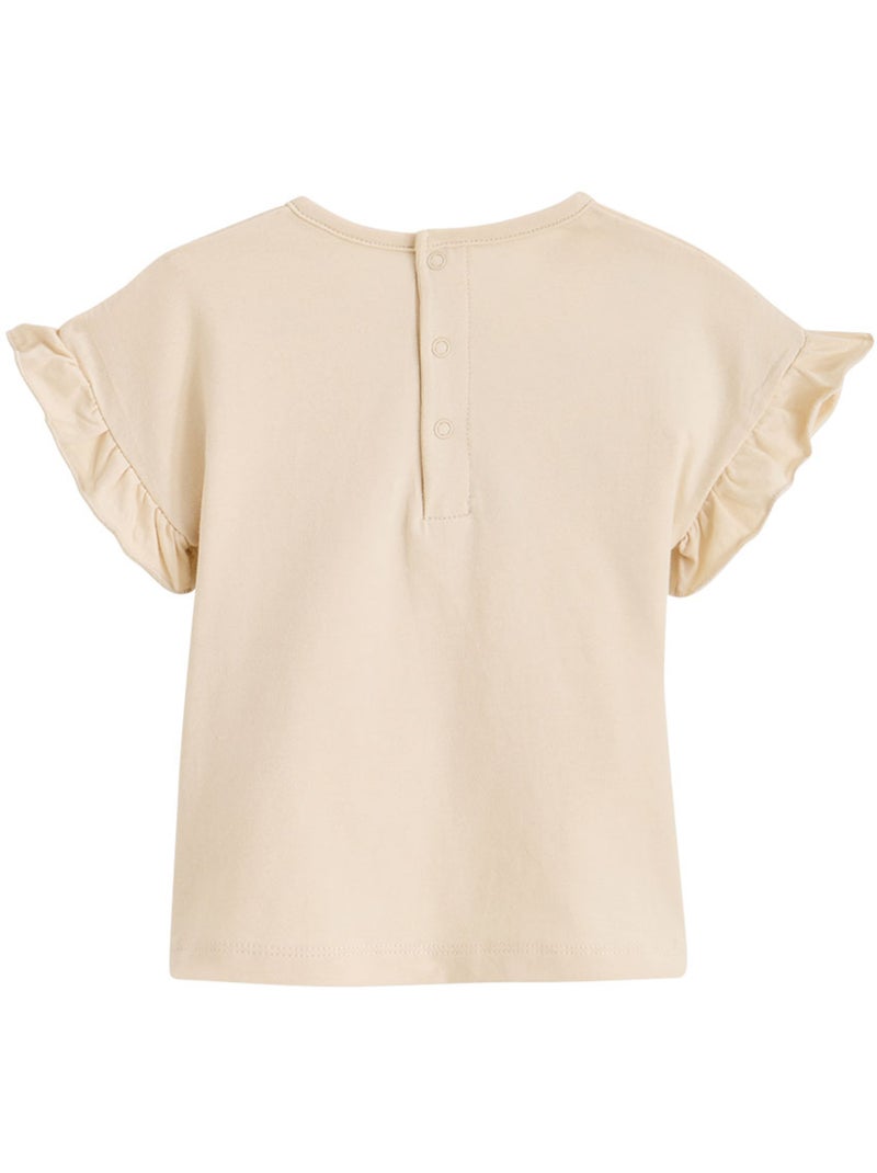 Kinder T-shirt met korte mouwen Zomerpoëzie Beige - Kiabi