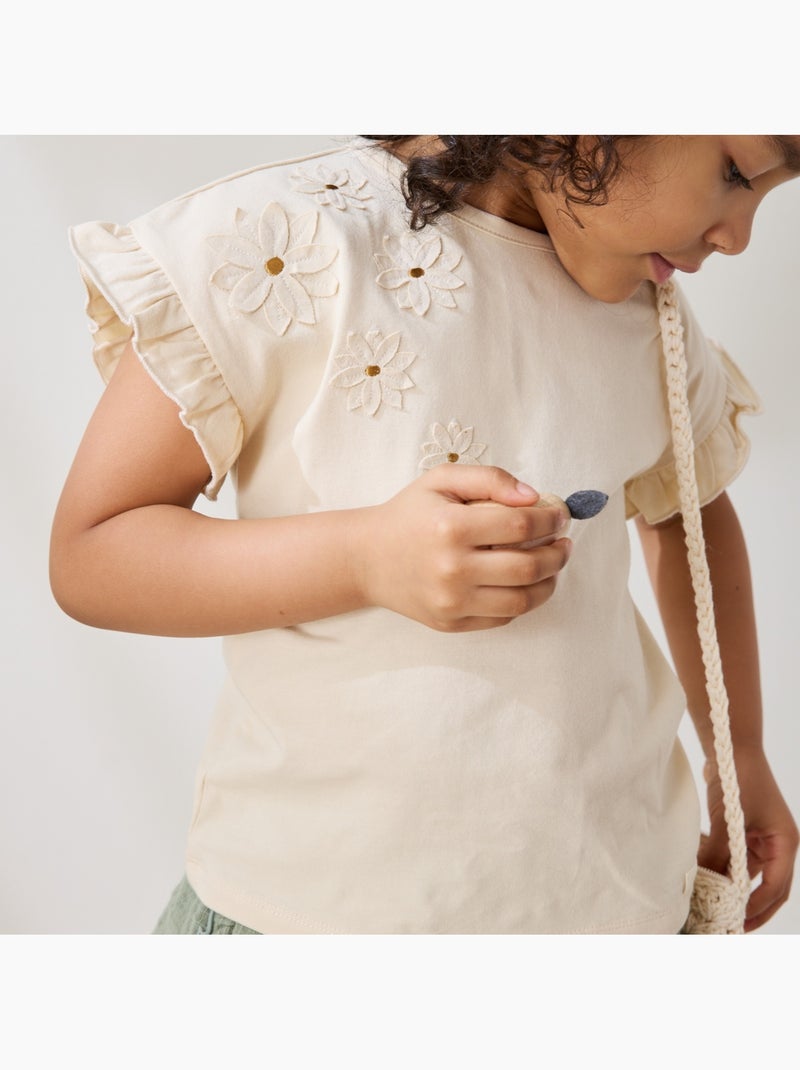 Kinder T-shirt met korte mouwen Zomerpoëzie Beige - Kiabi