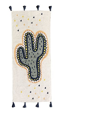 Kinder vloerkleed LALAMA cactus katoen geweven – 50 x 120 cm pompons Future Home