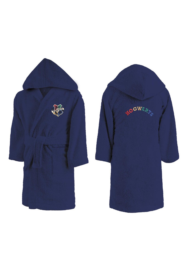 Kinderbadjas met kap 100% katoen, harry potter blason Donkerblauw - Kiabi