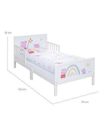 Kinderbed 70 x 140 met veiligheidshekjes en beddengoed 'Peppa Pig' ROBA