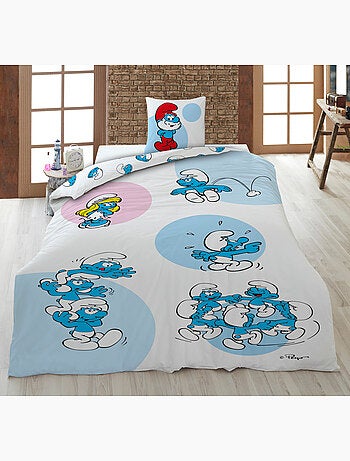 Kinderbeddengoed De Smurfen 140x200 cm + Sloop 65x65 cm Katoenmix