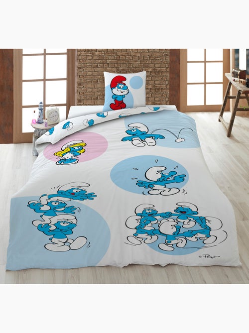 Kinderbeddengoed De Smurfen 140x200 cm + Sloop 65x65 cm Katoenmix - Kiabi Kinderbeddengoed De Smurfen 140x200 cm + Sloop 65x65 cm Katoenmix - Kiabi