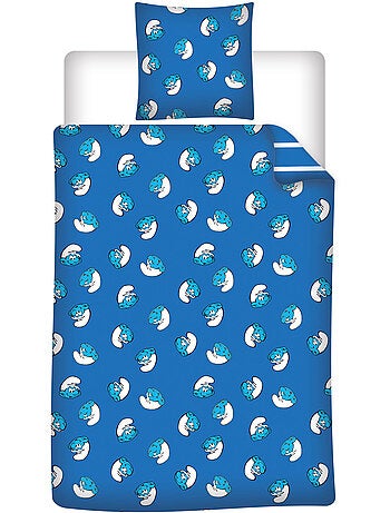 Kinderbeddengoed De Smurfen 140x200 cm + Sloop 65x65 cm Katoenmix Omkeerbaar