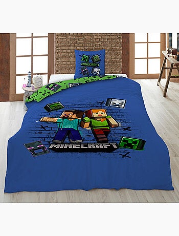 Kinderbeddengoed Minecraft 140x200 cm + Sloop 63x63 cm 100% Polyester