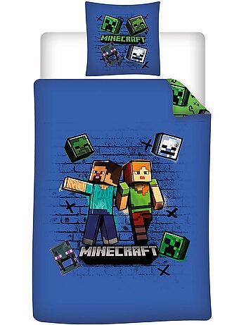 Kinderbeddengoed Minecraft 140x200 cm + Sloop 63x63 cm 100% Polyester