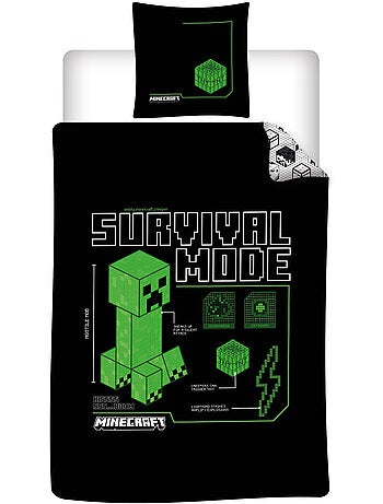 Kinderbeddengoed Minecraft Survival Mode 140x200 cm + Sloop 63x63 cm 100% Polyester