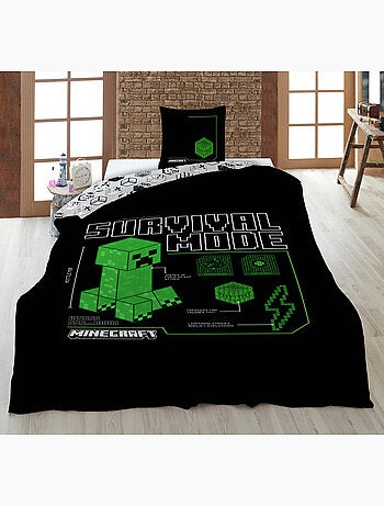 Kinderbeddengoed Minecraft Survival Mode 140x200 cm + Sloop 63x63 cm 100% Polyester