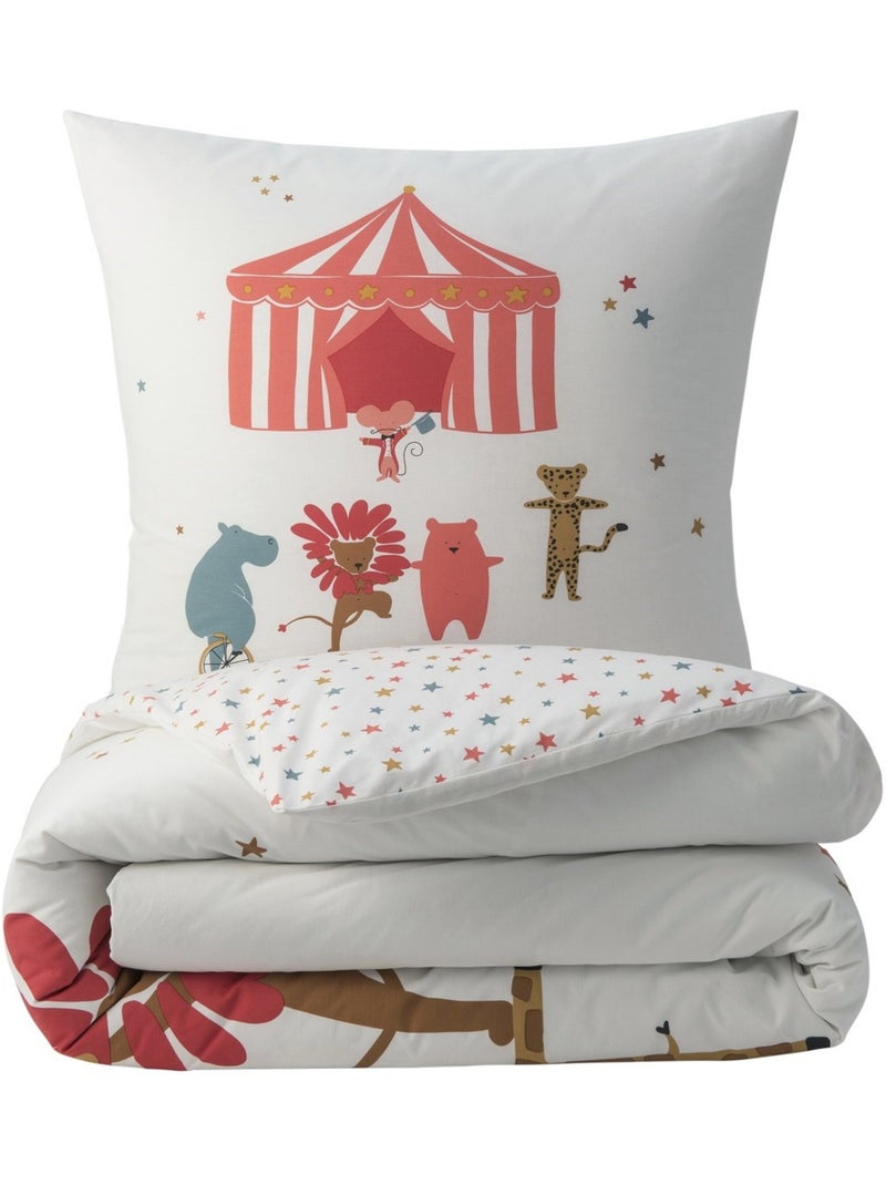 Kinderbeddengoedset met circusdieren Wit - Kiabi