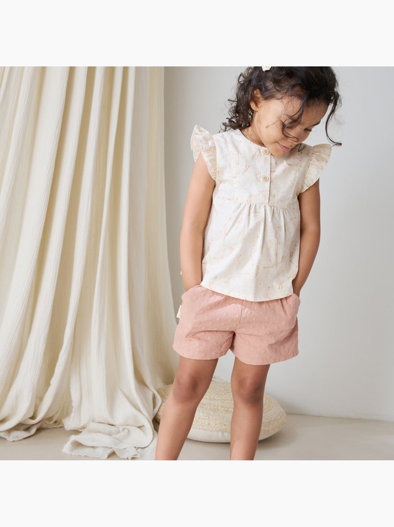 Kinderblouse van poplin, Zomerpoëzie Beige - Kiabi