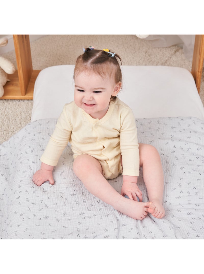 Kinderdeken 100x135 van OEKO-TEX mousselinekatoen en minky | SUPERBE BEBE Grijs - Kiabi