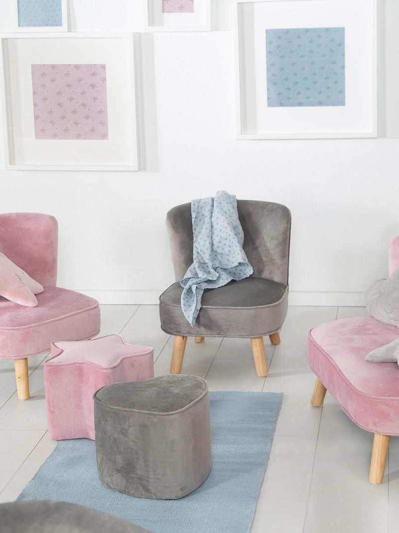 Kinderfauteuil van velours met poten van massief hout - ROBA 'lil sofa' Grijs - Kiabi
